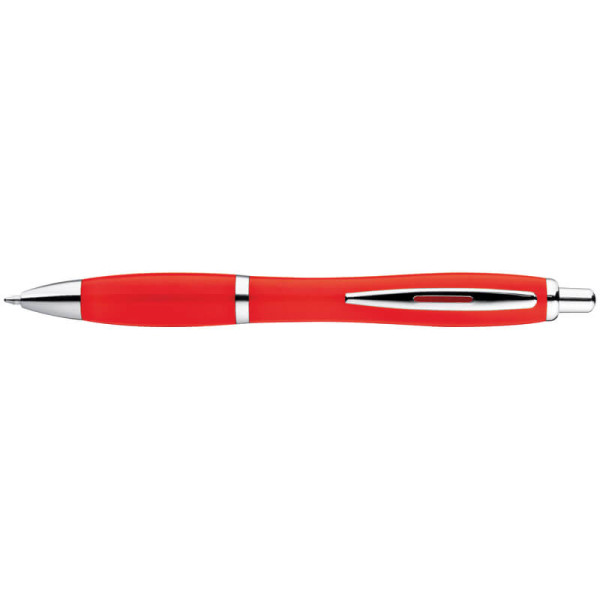 Multicolour plastic ball pen with metal clip