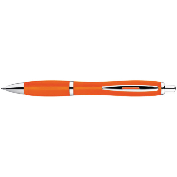 Multicolour plastic ball pen with metal clip