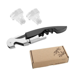 VS YANARIA set of two glass stoppers and wine opener - Reklamnepredmety