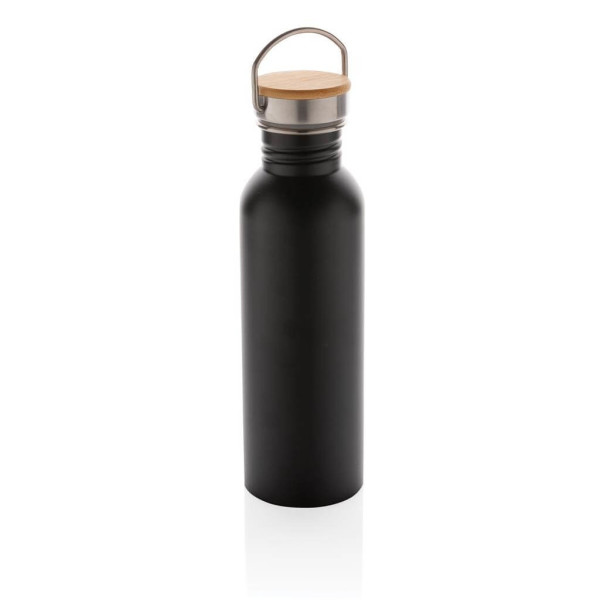 Modern stainless steel bottle with bamboo lid