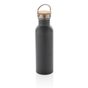 Modern stainless steel bottle with bamboo lid - Reklamnepredmety