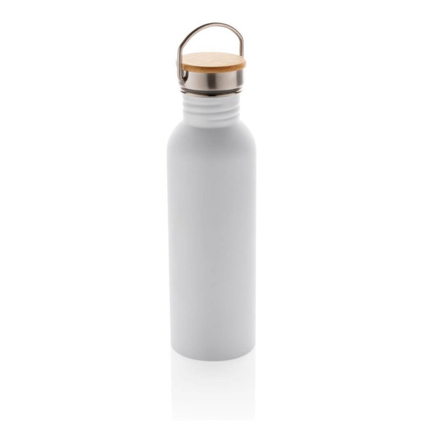 Modern stainless steel bottle with bamboo lid