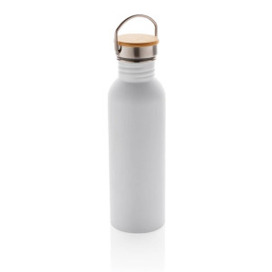Modern stainless steel bottle with bamboo lid - Reklamnepredmety