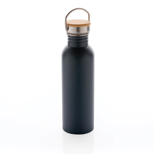 Modern stainless steel bottle with bamboo lid