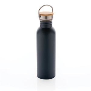 Modern stainless steel bottle with bamboo lid - Reklamnepredmety