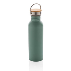 Modern stainless steel bottle with bamboo lid - Reklamnepredmety