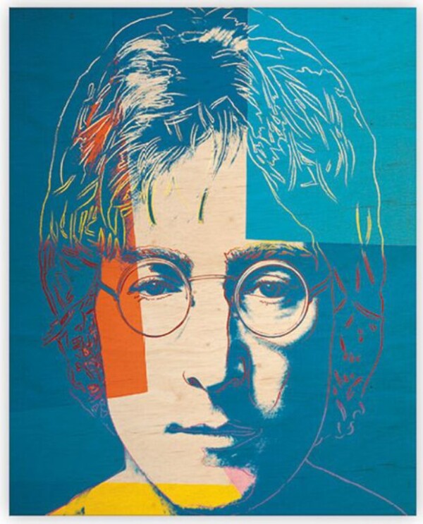 Wooden picture of John Lennon