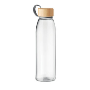 Sklenená fľaša s bambusovým vekom FJORD WHITE - Reklamnepredmety