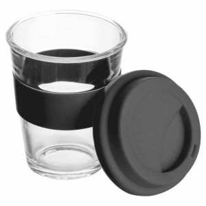 Glass mug with silicon sleeve and lid - Reklamnepredmety