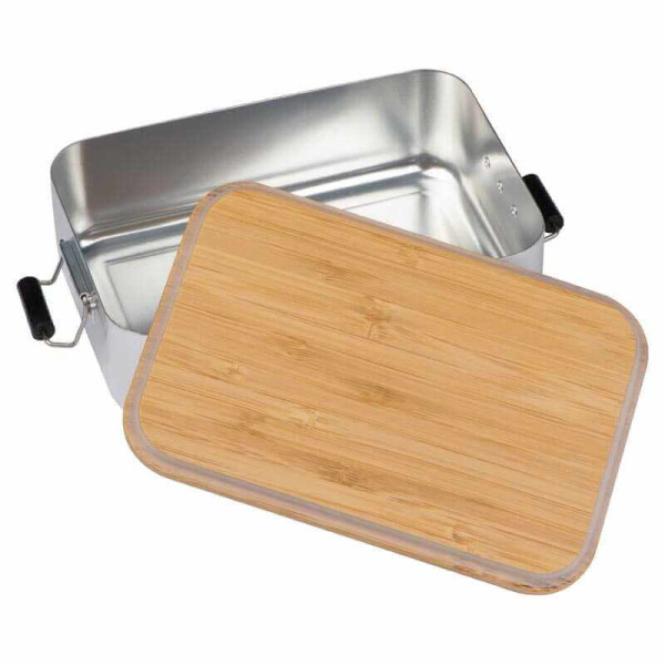 stainless steel lunchbox with bamboo lid