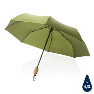 21" Impact AWARE™ RPET bamboo auto open/close umbrella - Reklamnepredmety