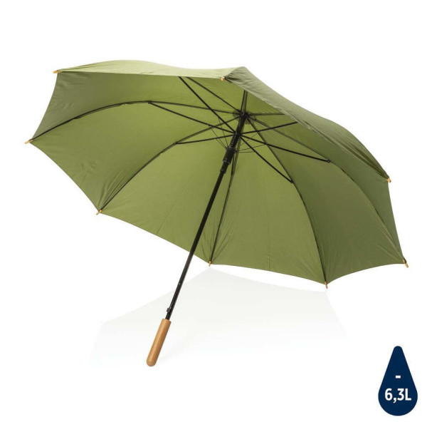 27" Impact AWARE™ RPET 190T auto open bamboo umbrella