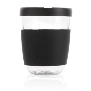 Ukiyo borosilicate glass with silicon lid and sleeve - Reklamnepredmety