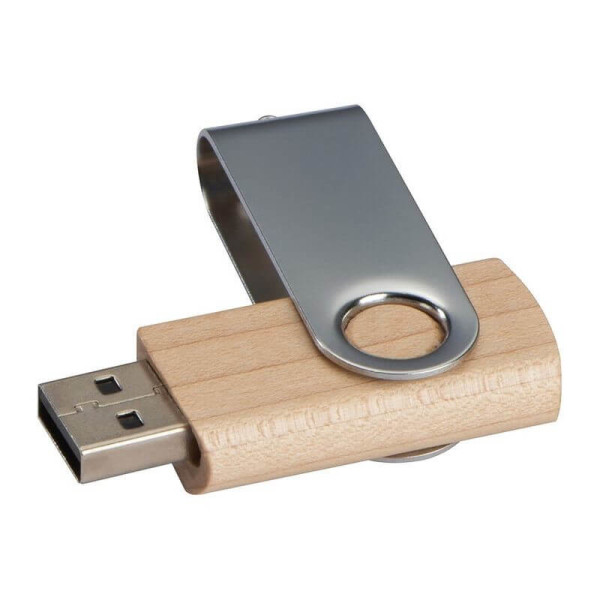 Twist USB Stick with light wood cover 8GB