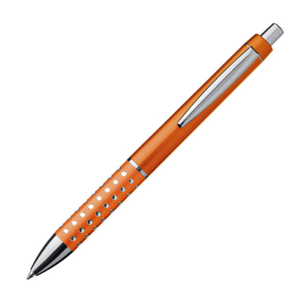 Plastic ball pen with sparkling dot grip zone