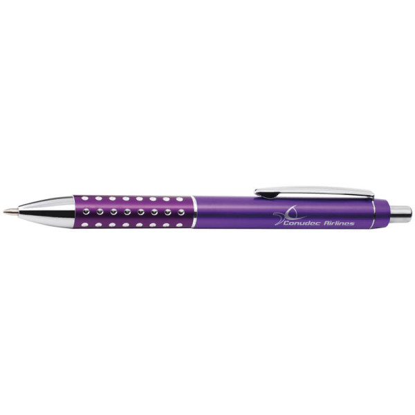 Plastic ball pen with sparkling dot grip zone