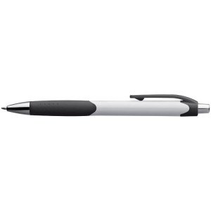 Plastic ball pen with a white shaft and rubber grip zone - Reklamnepredmety