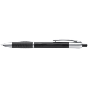 Frosted plastic ball pen with grooved rubber grip zone - Reklamnepredmety