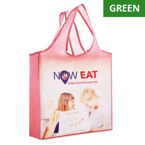 Foldable RPET shopping bag with pouch - Reklamnepredmety