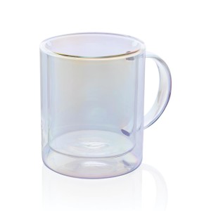 Deluxe double wall electroplated glass mug - Reklamnepredmety