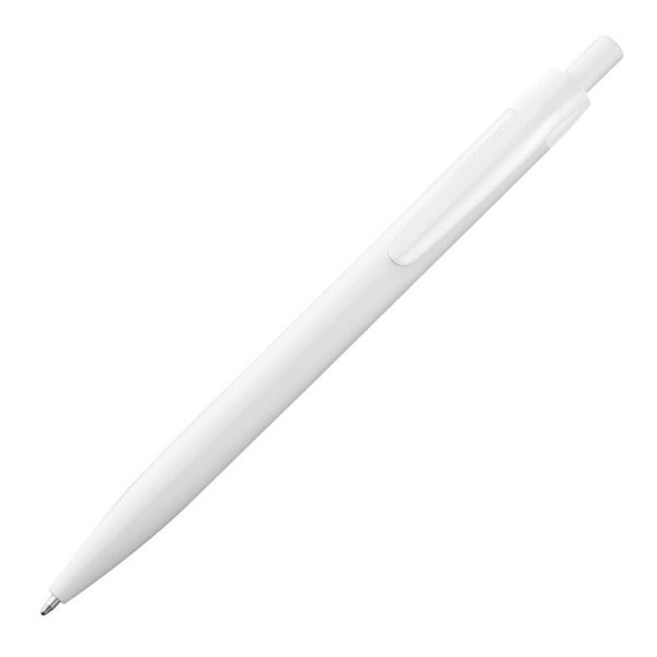 White plastic ball pen with coloured clip