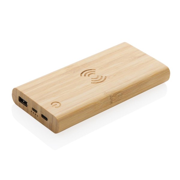 FSC® certified bamboo 8.000 mAh 5W wireless powerbank