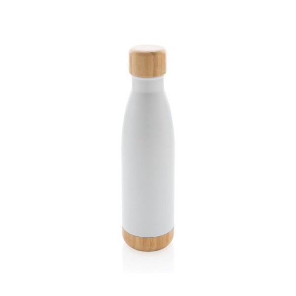 Vacuum stainless steel bottle with bamboo lid and bottom