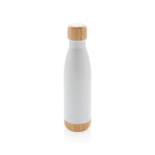 Vacuum stainless steel bottle with bamboo lid and bottom