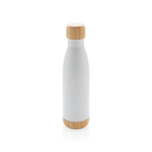 Vacuum stainless steel bottle with bamboo lid and bottom - Reklamnepredmety