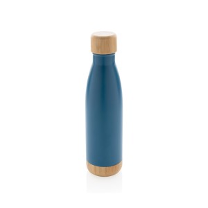 Vacuum stainless steel bottle with bamboo lid and bottom - Reklamnepredmety