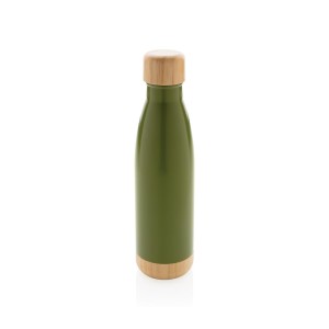 Vacuum stainless steel bottle with bamboo lid and bottom - Reklamnepredmety