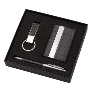 GALLANT gift set with business card case, ballpoint pen, key ring,  black - Reklamnepredmety