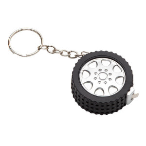 TYRE key ring with tape measure 1 m,  black/silver - Reklamnepredmety