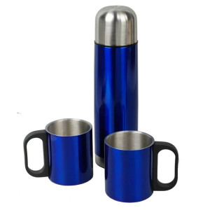 PICNIC thermos flask set 480 ml and 2 thermo cups 180 ml,  blue/silver - Reklamnepredmety