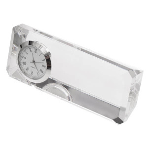 CRISTALINO CLOCK paperweight with table clock,  transparent - Reklamnepredmety