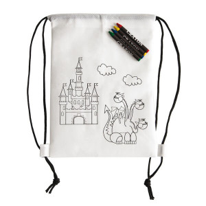 WHITE LINE BACK backpack with wax crayons - Reklamnepredmety