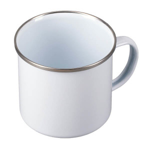 OLDIE enamel mug, white - Reklamnepredmety