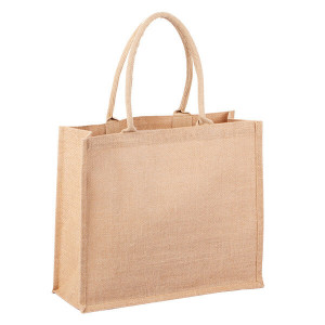 NATURAL SHOPPER laminated shopping bag from jute, beige - Reklamnepredmety