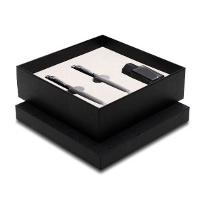 GASSIN gift set with ball and fountain pen and ink, black - Reklamnepredmety