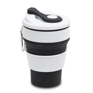 FLEXI folding silicone mug 350 ml, black - Reklamnepredmety