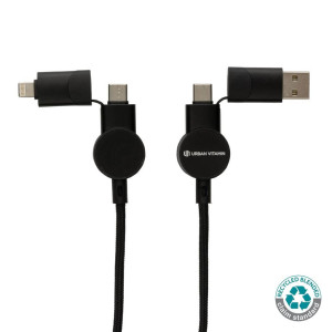 Oakland RCS recycled plastic 6-in-1 fast charging 45W cable, - Reklamnepredmety