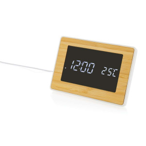 Utah RCS recycled plastic and FSC bamboo LED clock - Reklamnepredmety