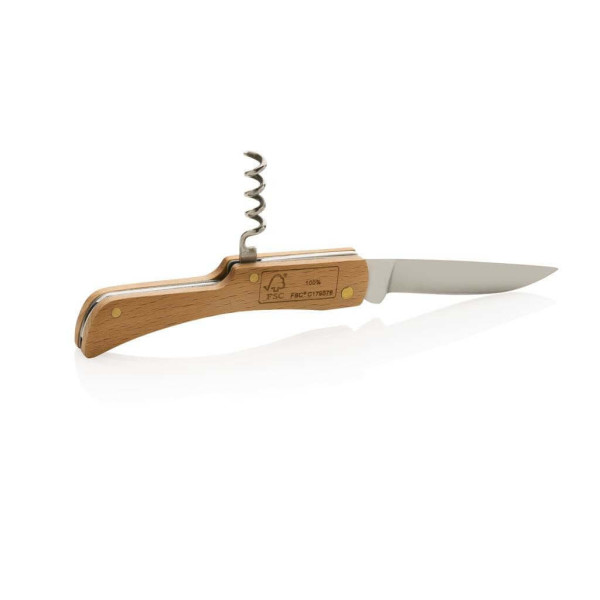 FSC® wooden knife with bottle opener