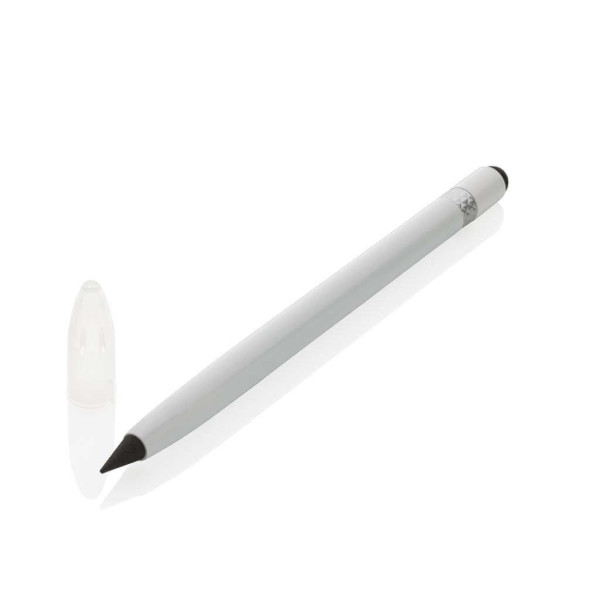 Aluminum inkless pen with eraser