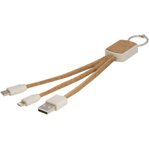 Bates wheat straw and cork 3-in-1 charging cable - Reklamnepredmety