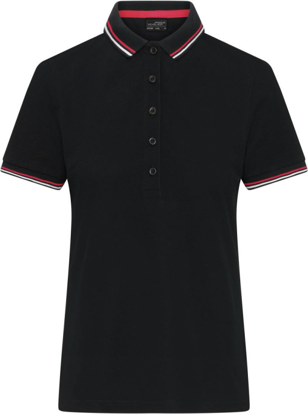 Women's heavy piqué polo with contrasting stripes JN 1305