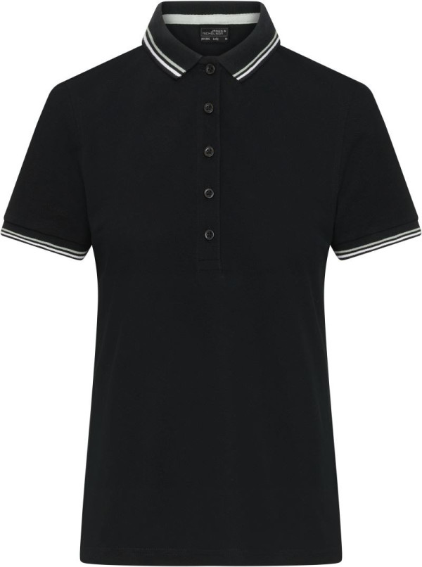 Women's heavy piqué polo with contrasting stripes JN 1305