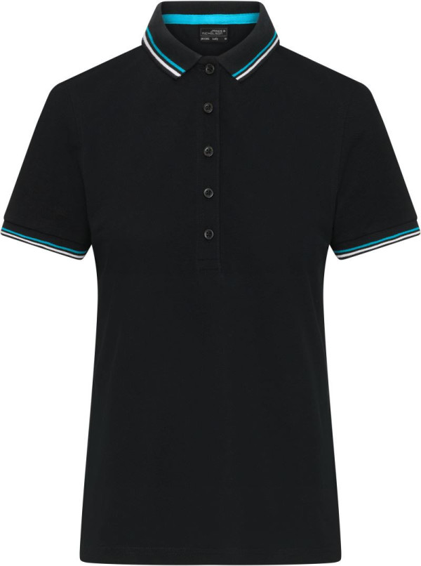 Women's heavy piqué polo with contrasting stripes JN 1305