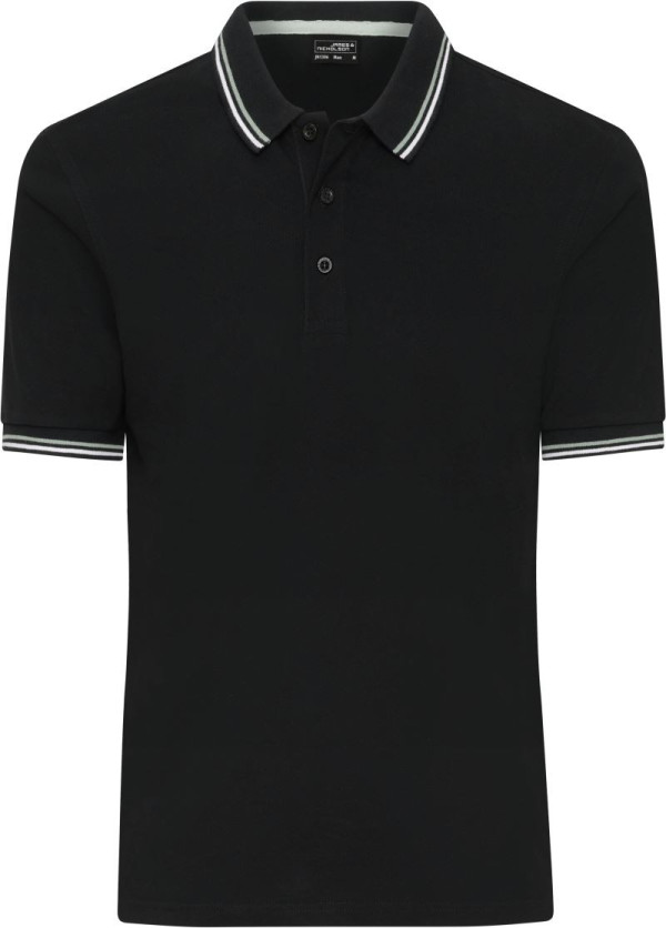 Men's heavy piqué polo with contrasting stripes JN 1306