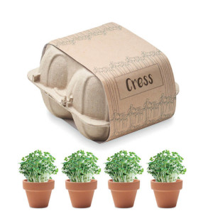 Set of 4 clay terracotta pots CRESS - Reklamnepredmety